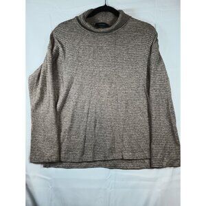 karen Kane chunky knit sweater mock neck women SMALL cotton  brown marled